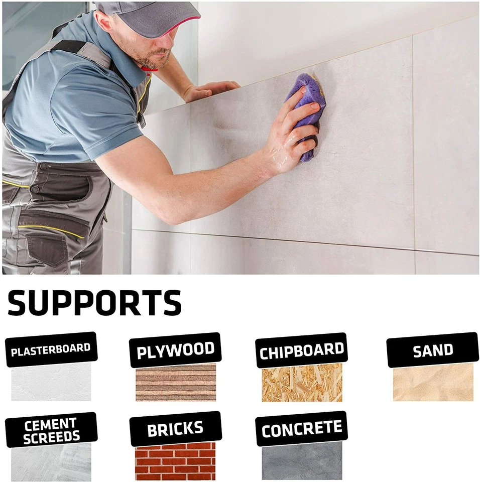 TILE ADHESIVE GROUT READY MIXED WHITE CERAMIC BATHROOM KITCHEN WATERPROOF 1KG - Image 3 of 4