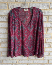 Show Me Your Mumu Long Sleeve V-Neck Jamie Tunic Blouse Women's Size S