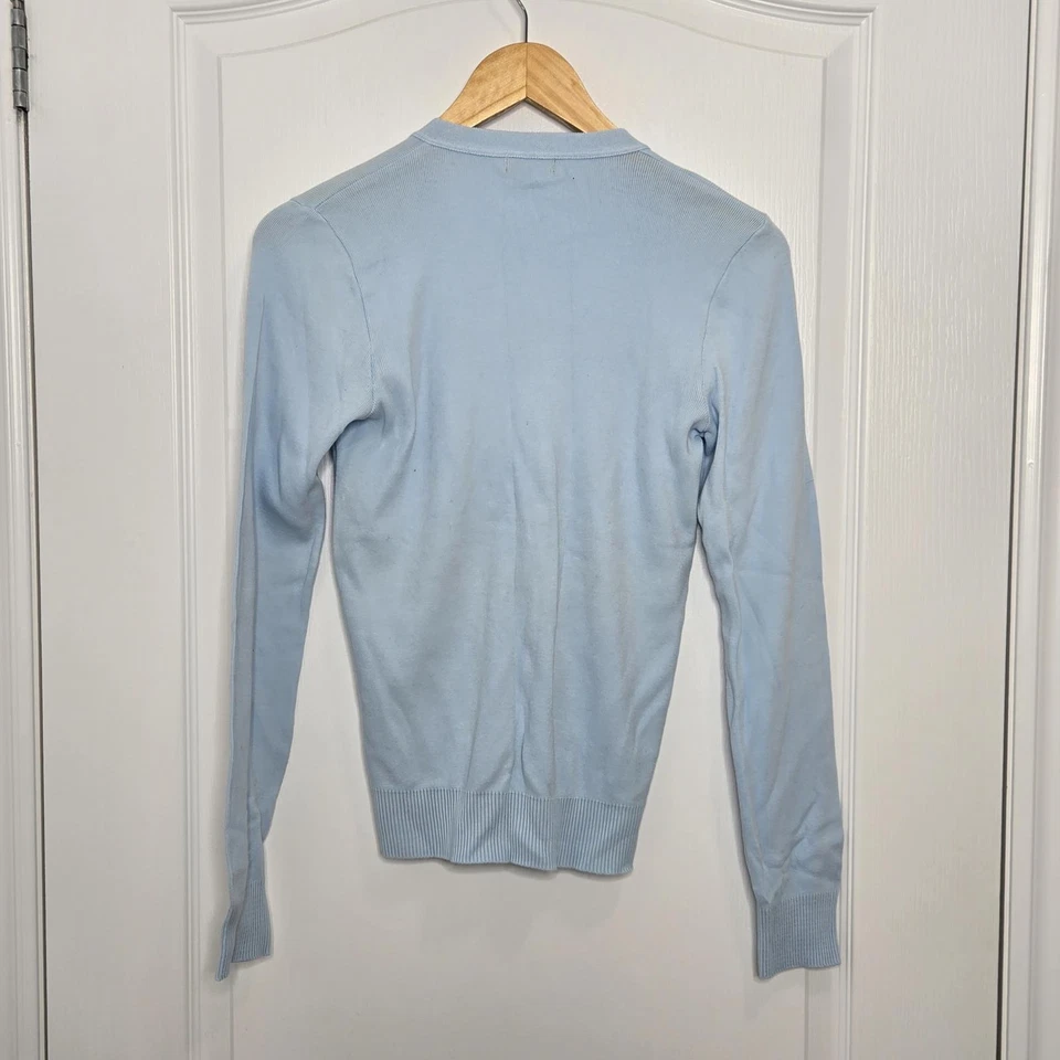 United Colors of Benetton Sweater Womens  Medium Blue Cardigan Cotton New w Tag - Image 4 of 4