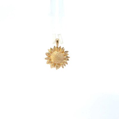 14k Gelbgold Sonnenblume Pflanze Charm Halskette Anhänger ~ 2,8g