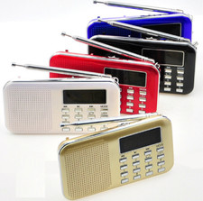 Mini Digital Portable AM FM Radio Speaker Telescopic Antenna Earphone TF AUX USB