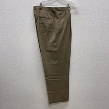 Claiborne Pants Men 38 x 30 Pleated Cuffed Dress Slacks Business Work Khaki Tan