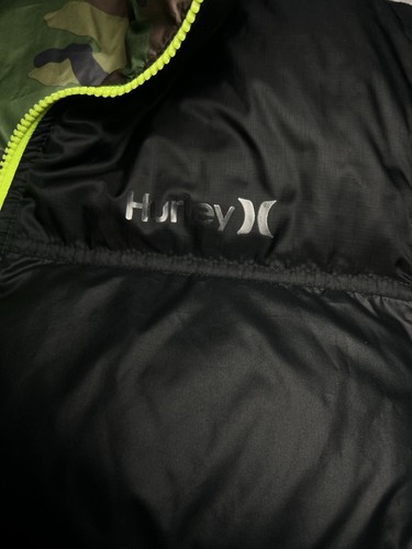 Hurley Reversible CAMO / BLACK 550 Down Coat Puffer Men’s M EUC - Picture 5 of 10