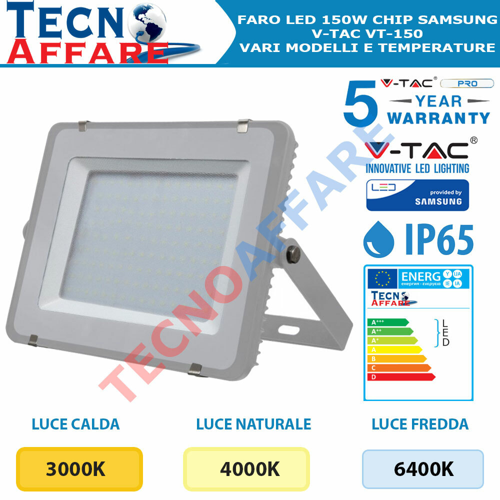 Faro LED 150W V-TAC PRO Samsung VT-150 IP65 Slim | Illuminazione Esterna