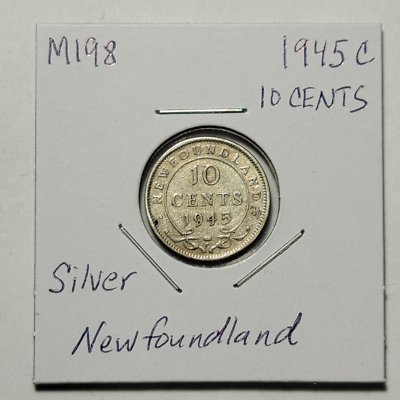 1945 C Newfoundland Silver Ten 10 Cents Dime George VI NFLD M198