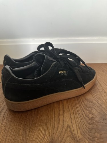 Puma Suede Black With Gum Sole Uk 9.5