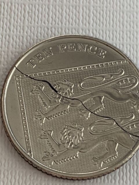 COIN IN BOTTLE / FOLDING COIN 10p with minor fault/perfect in work