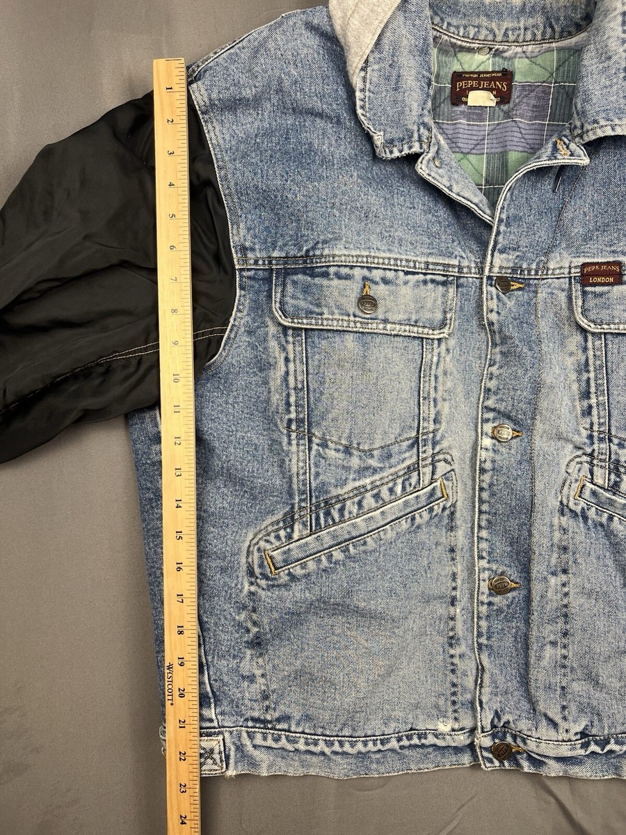 Vintage Pepe Jeans Jacket Mens Extra Large Blue Denim 90s Varsity