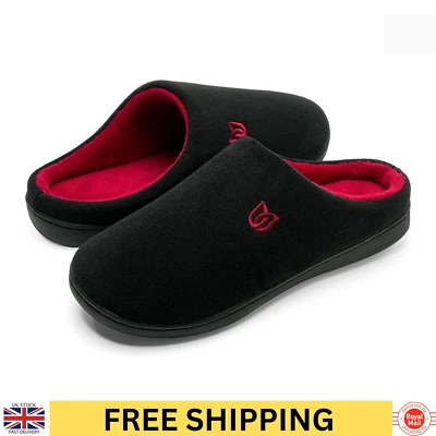 WATELVES Women's Slippers Size 7 8 UK 40 41 EU Black Memory Foam Non Slip House Shoes New