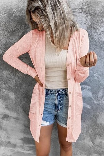 Women's Open Front Lightweight Cardigan Long Sleeve Button Down Loose Outwear - Picture 7 of 11