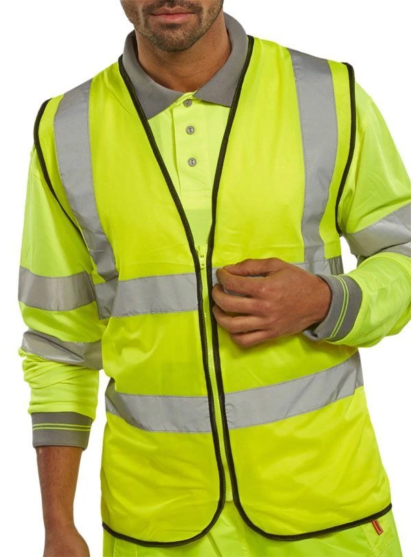 B Seen HV Vests Jerkins WCENG SAT YELLOW ZIP FASTEN M