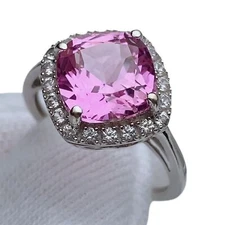 Women’s 10K ZALES Pink Gem White Gold Ring Sz 6.75 Classic Brilliant Stunning