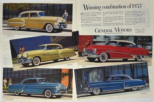 General Motors Automobiles 1953 Vintage Print Ad Large Two Page Ad