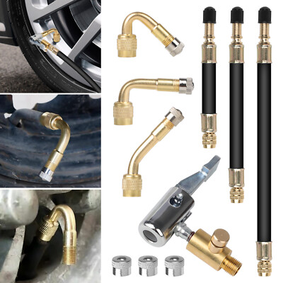 10pcs Flexible Tire Valve Extensions 45° 90° 135° Angled Hose Stem Extender Set