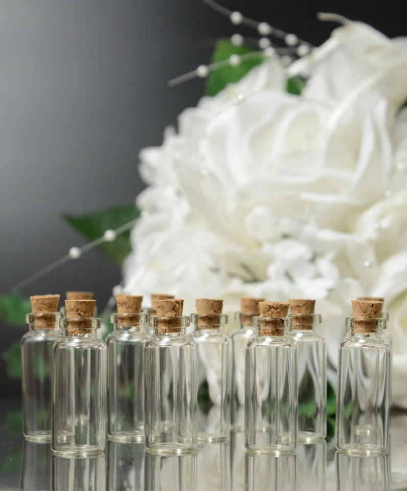 24 mini garrafas de vidro com rolha de cortiça frascos minúsculos armazenamento artesanato joias - Imagem 2 de 4