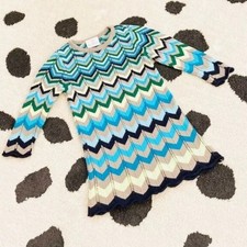 Hanna Andersson Girls Size 3 90 Zig Zag Chevron Print Crochet Knit Sweater Dress