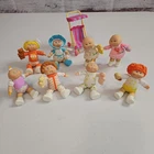 Vintage Mini Cabbage Patch Kids PVC Figures Figurines Lot of 8 & Stroller