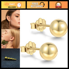 18K Gold Plated Sterling Silver Ball Stud Earrings for Women - Elegant Jewelry G