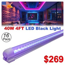16Pcs 40W 4Ft LED UV Black Light Fixture Good for Room Décor Glow Party Lighting