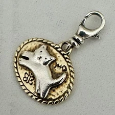 SILPADA Sterling Silver & Brass “Smitten Kitten” Clip-On Charm C2543 NEW
