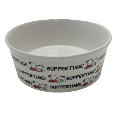 SNOOPY Suppertime! DOG Food BOWL White Ceramic 5.25  Round PEANUTS Worldwide
