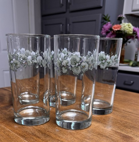 Corelle Calaway Green Ivy Leaf 16oz Tumblers Ice Tea VTG Set of 5