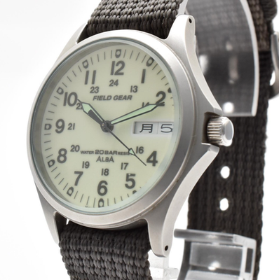 Near MINT]SEIKO ALBA Field Gear V743-8000 Ivory Dial 20Bar