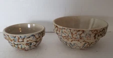 Vintage Small Spongeware Nesting Mixing Serving Bowls, Marked