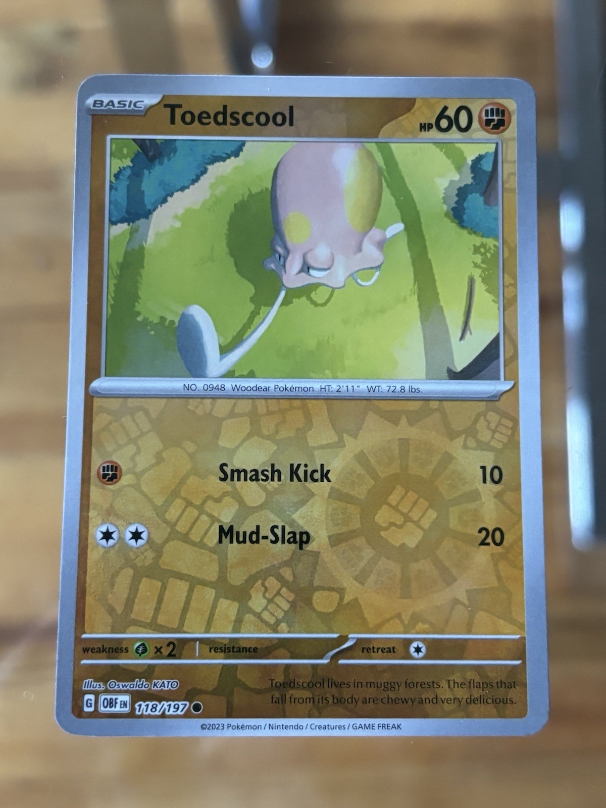 TOEDSCOOL Reverse Holo 118/197 Obsidian Flames Pokemon Card