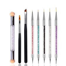 JERCLITY 8pcs Nail Art Brushes Set Ombre Nail Brush Dotting Pen Nail Art Line...