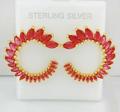 ECHTE 4,15 kt Rubin Ohrringe 14 Karat Gelbgold vergoldet (.925) - Neu mit Etikett