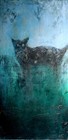 Jean-Paul Pichon-Martin (1948 - 2018) Chat de nuit - Huile sur toile 2005