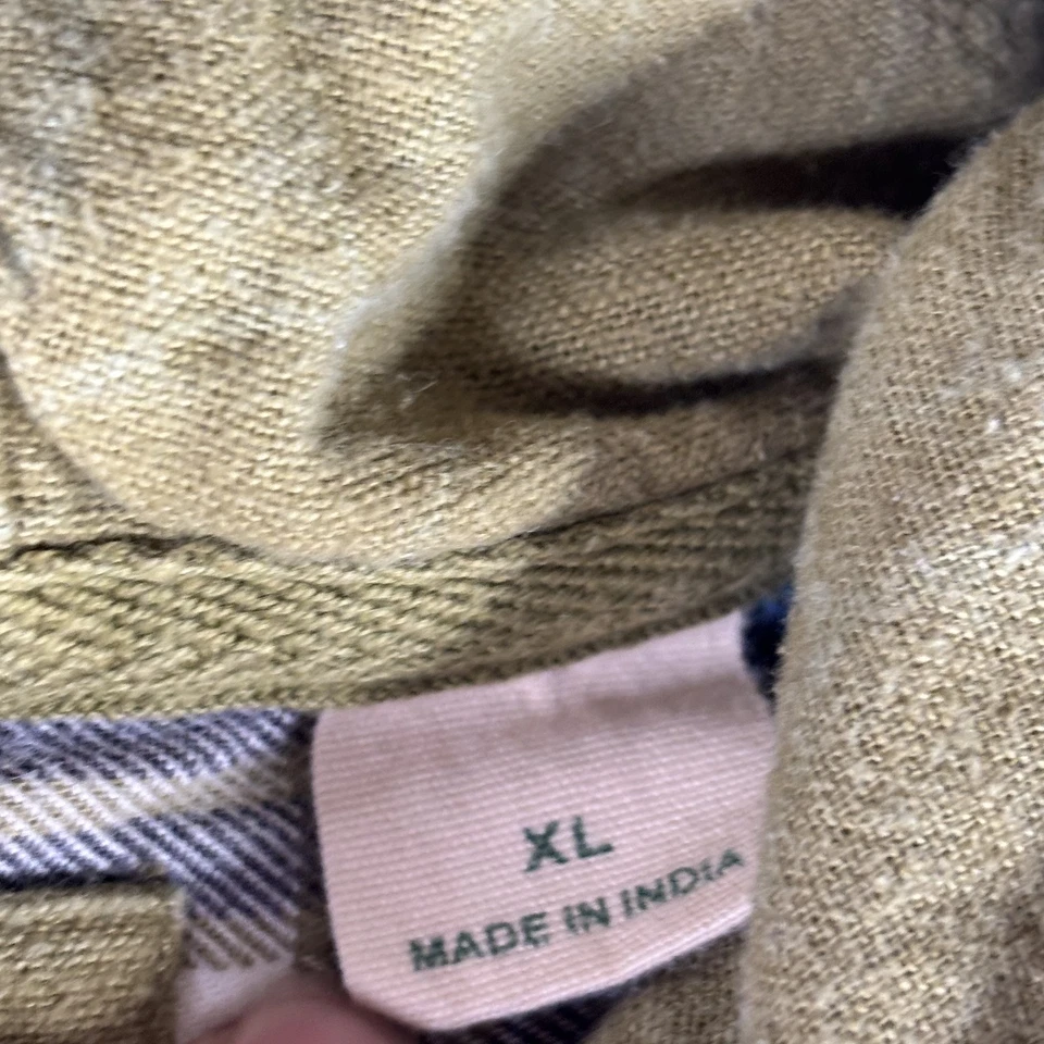 Camisa Ascend Para Hombres XL Verde Azul Cuadros Franela Con Capucha Botones Bolsillo Exterior Foto 4 de 4