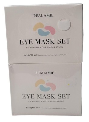 2x PEAUAMIE Under Eye Mask Set 30 Pairs 10-24K Gold, 10 Hyaluronic Acid, 10-Rose