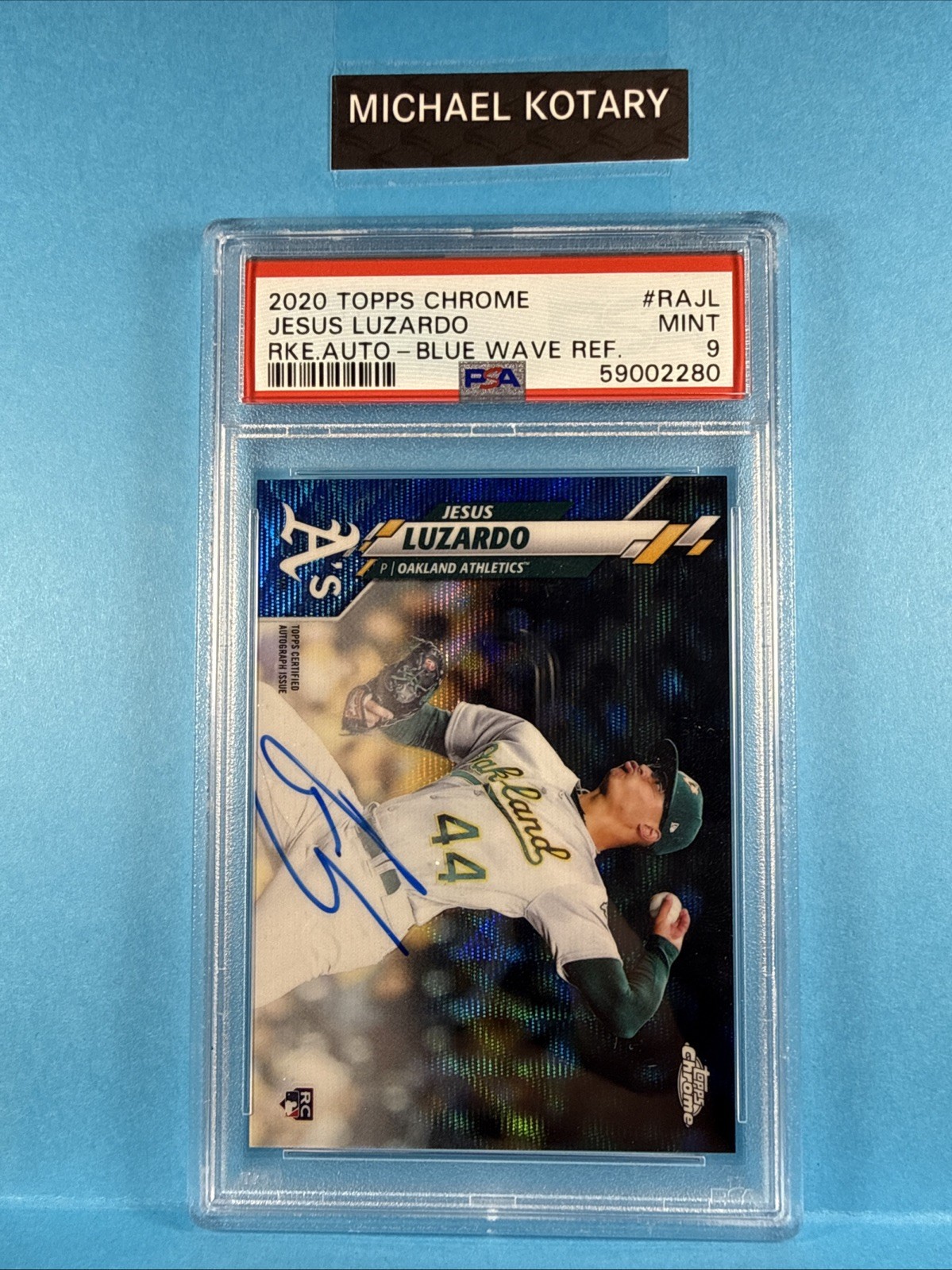 JESUS LUZARDO 2020 TOPPS CHROME BLUE WAVE AUTO PSA 9 140/150 Phillies Rookie