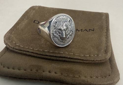 David Yurman .925 Sterling Silver Wolf Men's Signet Ring Size 10
