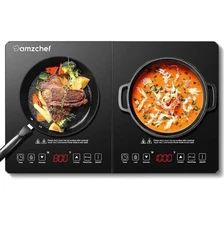 Double Induction Cooktop Cooker 2 Burners Low Noise Electric 1800W Sensor Touch