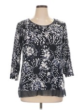 Simply Vera Vera Wang Women Black 3/4 Sleeve Blouse XL