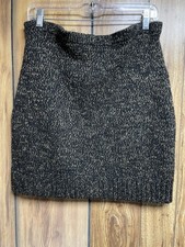 Vtg Ralph Lauren Womens Skirt Tartan Label Sweater Knit Black Size Med Wool