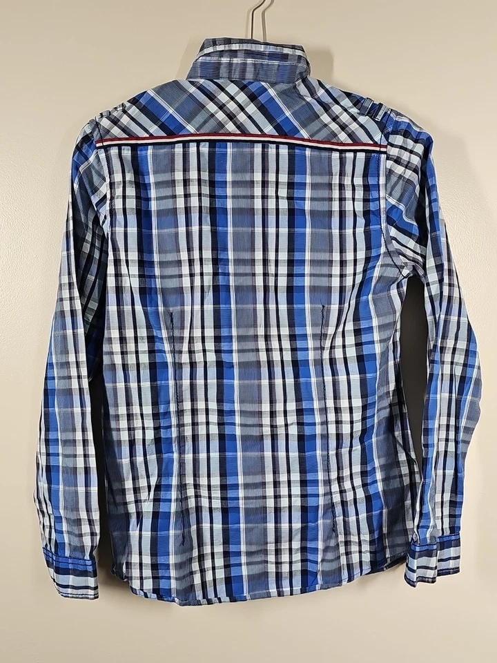 Smash Boys Size 18 Blue Green 2 Tone Long Sleeve Button Up Shirt Foto 3 de 4