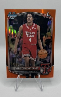 Topps Bowman Chrome U 2025 Christian Anderson Texas Tech Orange 1st /25 
