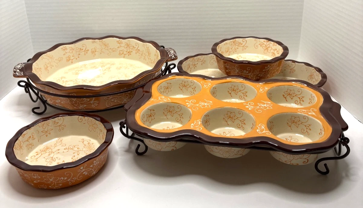 TEMPTATIONS By Tara Spice Floral Lace 8 Piece Baking Set--NEW