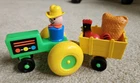 Vintage Fisher Price Little People Gr. Tractor, Trailer, Farmer, Hay, & Chicken