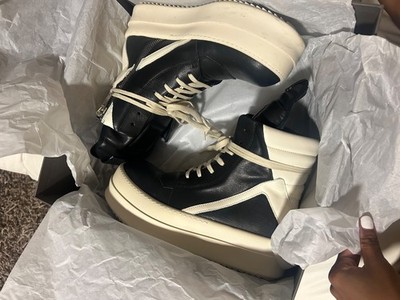 Rick Owens Runway Mega Bumper Geobasket FW23 Black/Milk Size 41 Worn Once
