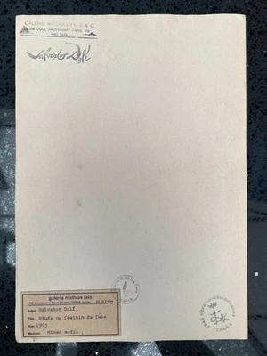 Salvador Dali Zeichnung auf Papier (Handmade) signiert und gestempelt Mischte... - Bild 1 von 4
