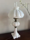 Vintage Milk Glass Art Deco Oil Lamp Electrified Part Fenton
