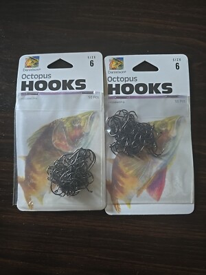 2 PACKS OF DANIELSON OCTOPUS HOOKS 50PCS - SIZE 6 (HCOBNCP-6)