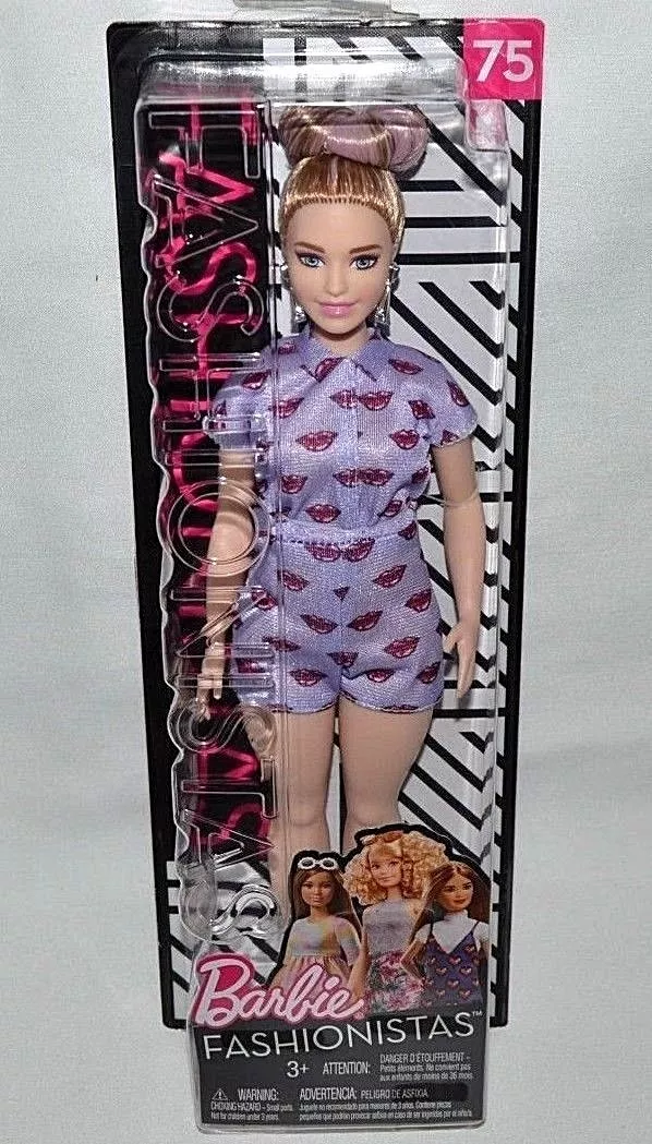 NIB-2017 FASHIONISTAS CURVY BARBIE DOLL-75-SUMMER FACE-LAVENDER KISS-HAIR  BUN ++