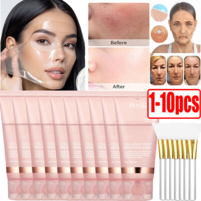 1~10 Stück Collagen Night Wrapping Mask, Koreanische Kollagen Maske für Gesicht