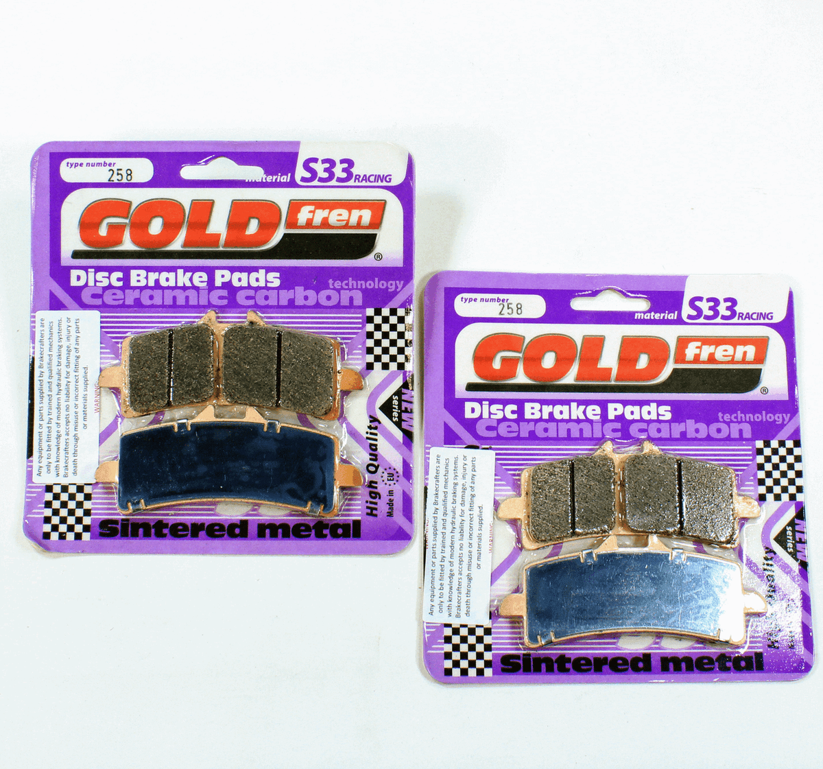 GoldFren Brake Pad Sintered Front S33-258 EBC Equiv FA447HH 2 Pair